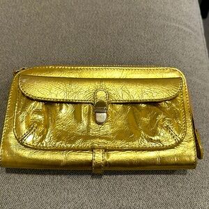 Sigerson Morrison gold wristlet/clutch
